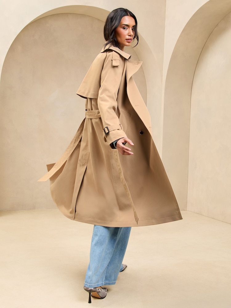 Lipsy Camel Double Collar Trench Coat - Image 3 of 4