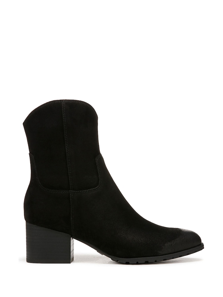 Vionic Bishop Wide Fit Waxy Suede Western Black Boots - Image 1 of 9