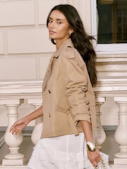 Lipsy Camel Adjustable Waist Short Trench Coat - Image 2 of 4