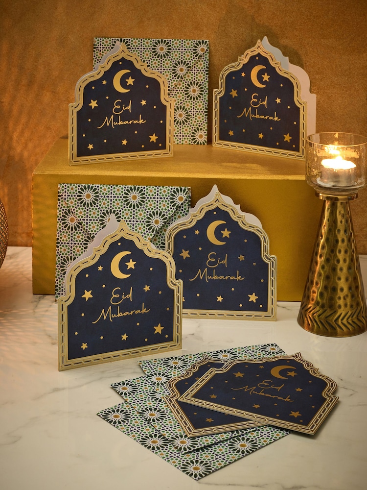 Set of 6 Blue Eid Cards - Image 1 of 3