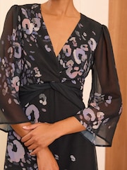Love & Roses Black Petite Long Sleeve Midi Dress - Image 2 of 4