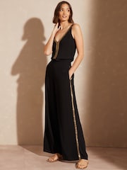 Love & Roses Black V-Neck V Back Woven Vest - Image 2 of 4