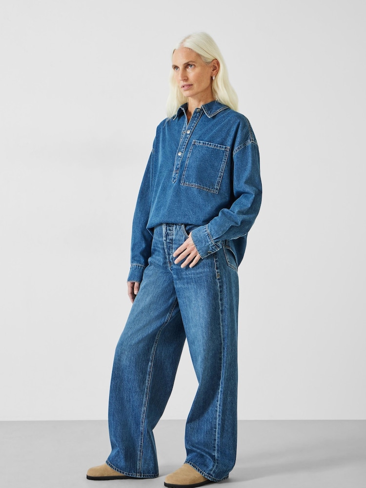 Hush Blue Oversized Katie Straight Leg Jeans - Image 1 of 5