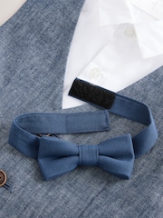 Navy Cotton/Linen Blend Waistcoat, Shirt & Bow Tie Set (3mths-9yrs) - Image 7 of 7