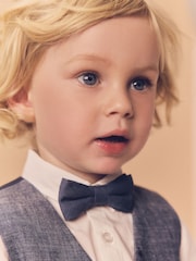 Navy Cotton/Linen Blend Waistcoat, Shirt, Short & Bow Tie Set (3mths-9yrs) - Image 3 of 8