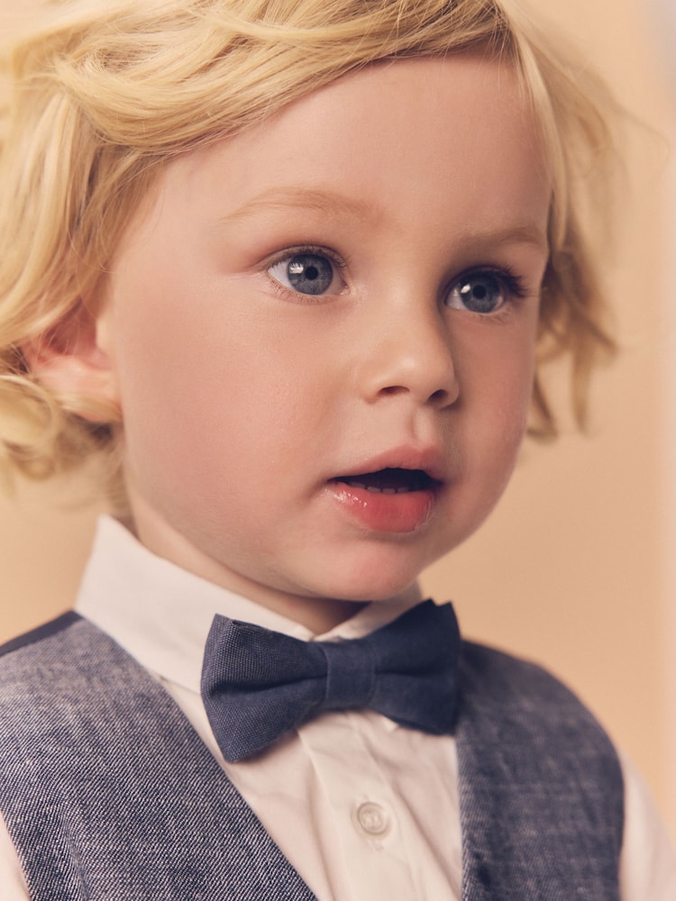 marine - Coton/Lin Blend Gilet, Chemises, Short et Cravate Nœud (3mths-9yrs) - Image 3 of 8