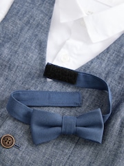 Navy Cotton/Linen Blend Waistcoat, Shirt, Short & Bow Tie Set (3mths-9yrs) - Image 8 of 8