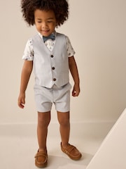 Grey Puppytooth Waistcoat/Shirt/Shorts & Bow Tie Set (3mths-9yrs) - Image 1 of 8