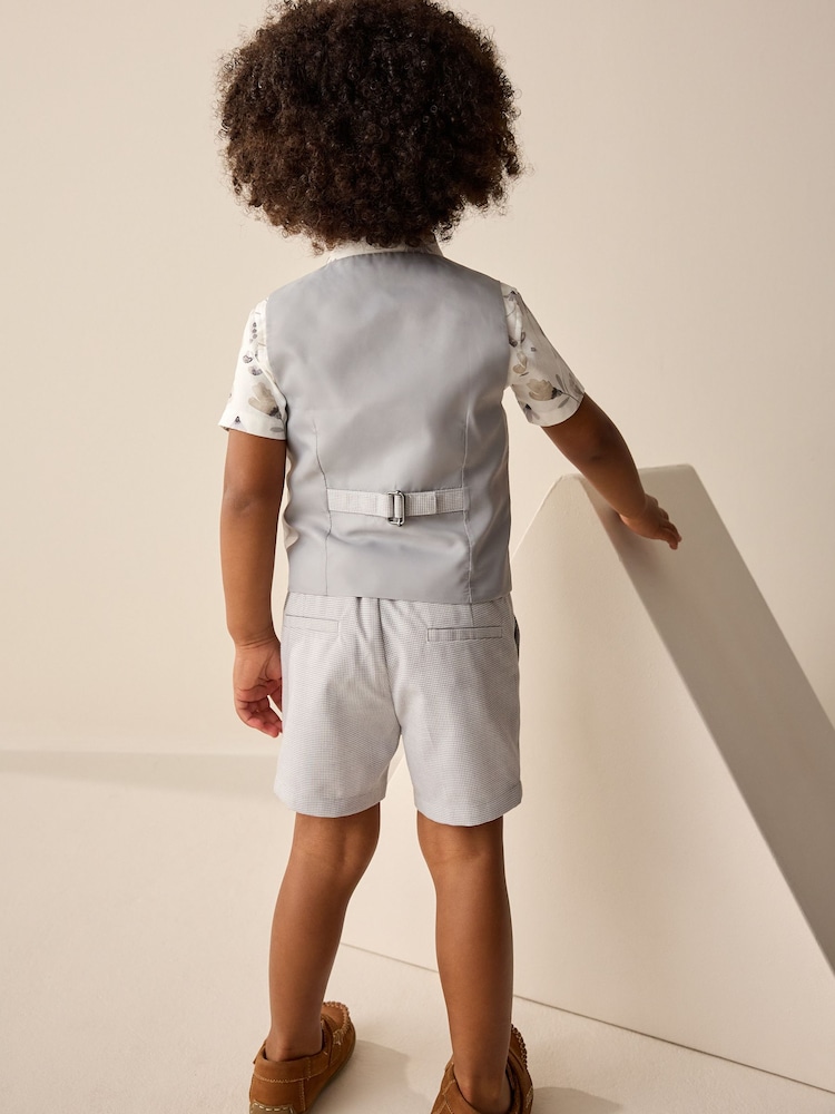 Grey Puppytooth Waistcoat/Shirt/Shorts & Bow Tie Set (3mths-9yrs) - Image 2 of 8