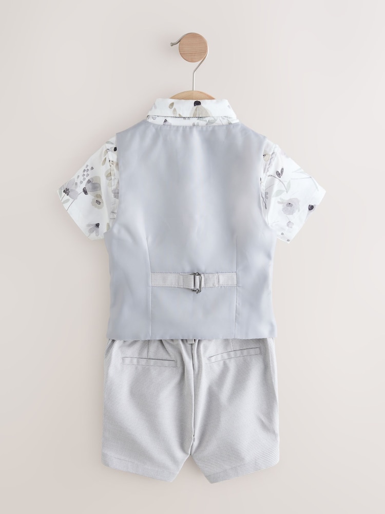 Grey Puppytooth Waistcoat/Shirt/Shorts & Bow Tie Set (3mths-9yrs) - Image 6 of 8