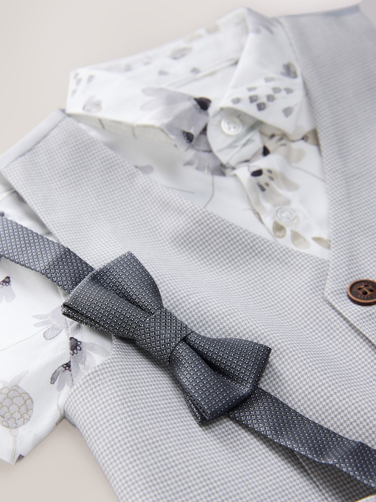 Grey Puppytooth Waistcoat/Shirt/Shorts & Bow Tie Set (3mths-9yrs) - Image 7 of 8