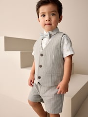 Neutral Bear Pinstripe Waistcoat/Shirt/Shorts & Bow Tie Set (3mths-9yrs) - Image 1 of 8