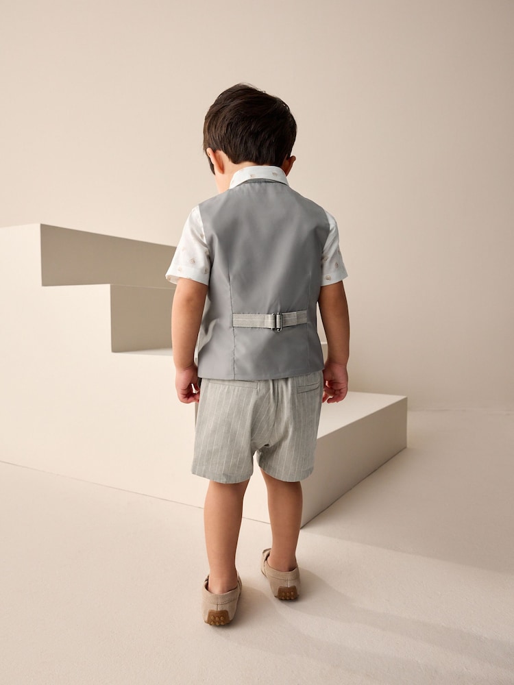 Neutral Bear Pinstripe Waistcoat/Shirt/Shorts & Bow Tie Set (3mths-9yrs) - Image 2 of 8
