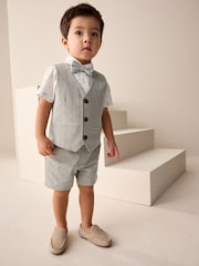 Neutral Bear Pinstripe Waistcoat/Shirt/Shorts & Bow Tie Set (3mths-9yrs) - Image 3 of 8