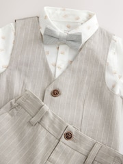 Neutral Bear Pinstripe Waistcoat/Shirt/Shorts & Bow Tie Set (3mths-9yrs) - Image 7 of 8