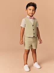 Sage Green Waistcoat/Shirt/Shorts & Bow Tie Set (3mths-9yrs) - Image 1 of 7
