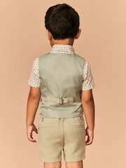 Sage Green Waistcoat/Shirt/Shorts & Bow Tie Set (3mths-9yrs) - Image 2 of 7