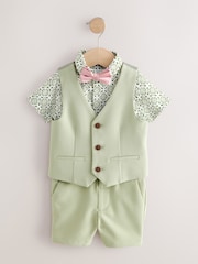Sage Green Waistcoat/Shirt/Shorts & Bow Tie Set (3mths-9yrs) - Image 4 of 7