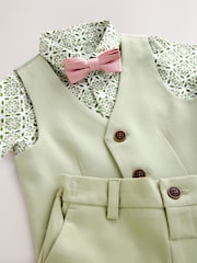 Sage Green Waistcoat/Shirt/Shorts & Bow Tie Set (3mths-9yrs) - Image 6 of 7