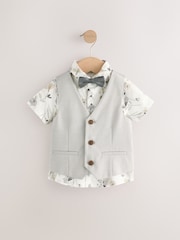 Grey Puppytooth Waistcoat, Shirt and Bowtie Set (3mths-9yrs) - Image 5 of 12
