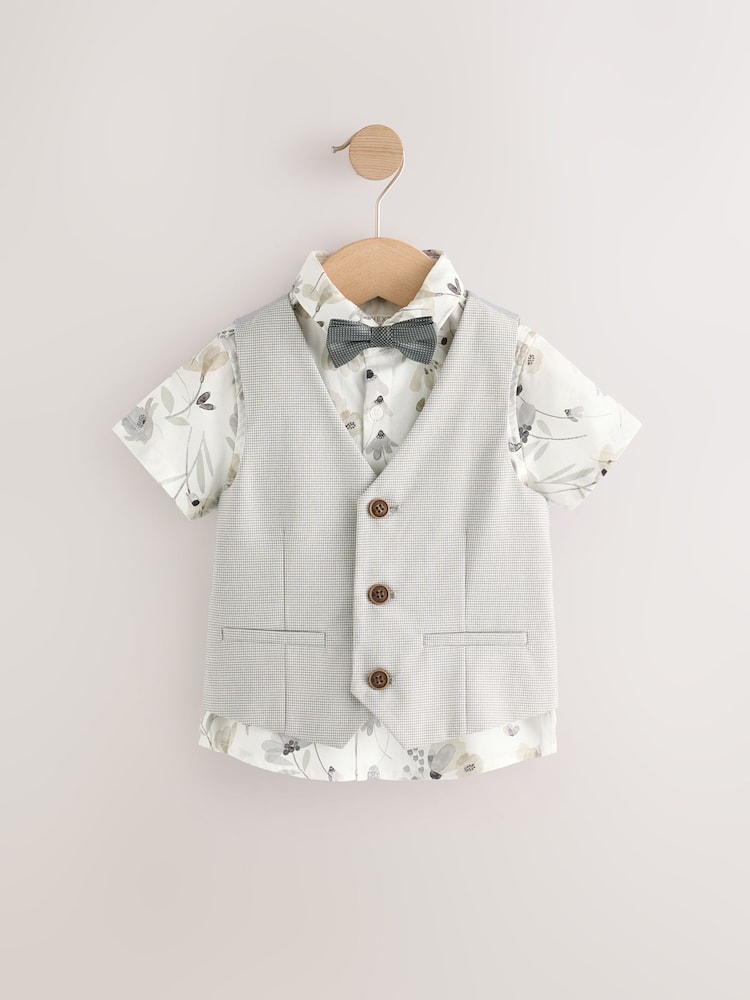 Grey Puppytooth Waistcoat, Shirt and Bowtie Set (3mths-9yrs) - Image 5 of 12