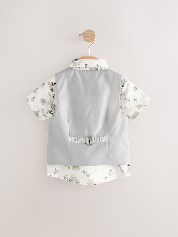 Grey Puppytooth Waistcoat, Shirt and Bowtie Set (3mths-9yrs) - Image 8 of 12