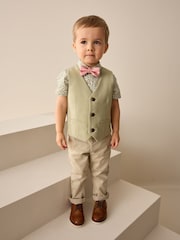 Sage Green Waistcoat, Shirt & Bow Tie Set (3mths-9yrs) - Image 2 of 9