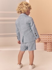 Blue Linen Blend Blazer, T-Shirt & Shorts Set (3mths-9yrs) - Image 2 of 10