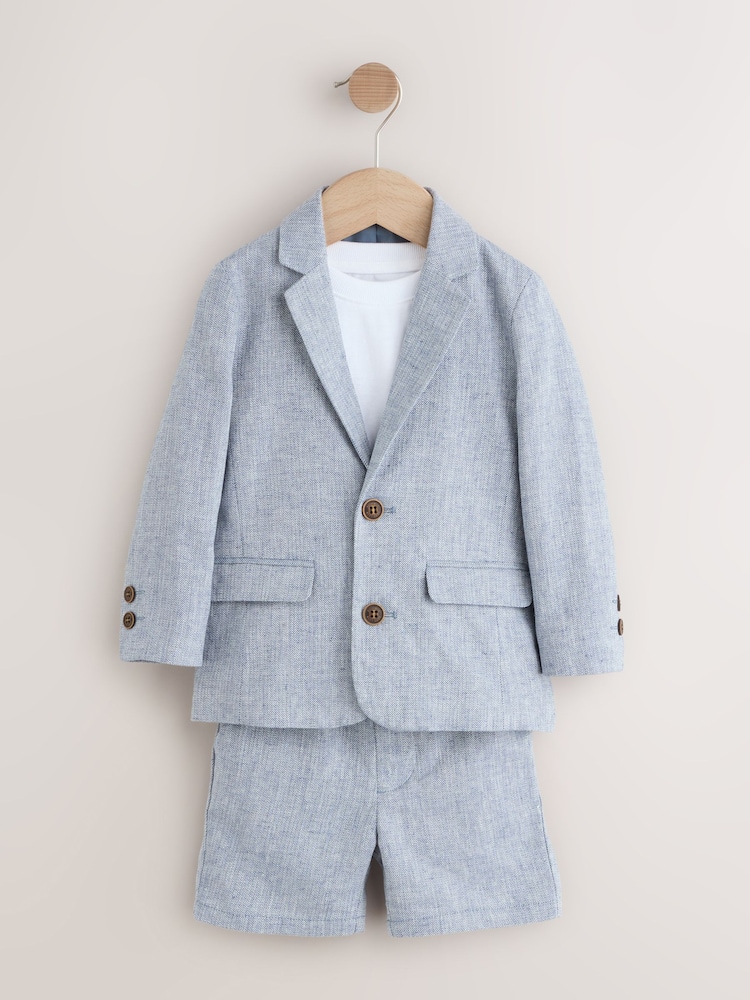Blauw van linnenmix - Blazer, T-Shirt & Shorts Set (3mths-9yrs) - Image 5 of 10