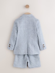 Blue Linen Blend Blazer, T-Shirt & Shorts Set (3mths-9yrs) - Image 6 of 10
