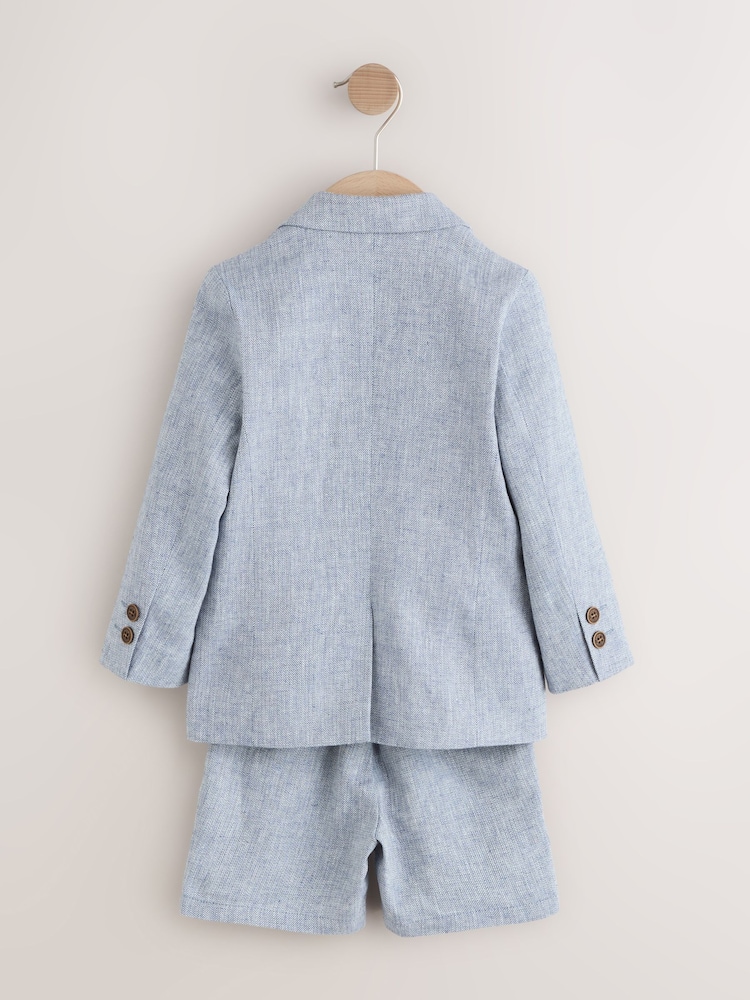 Blauw van linnenmix - Blazer, T-Shirt & Shorts Set (3mths-9yrs) - Image 6 of 10