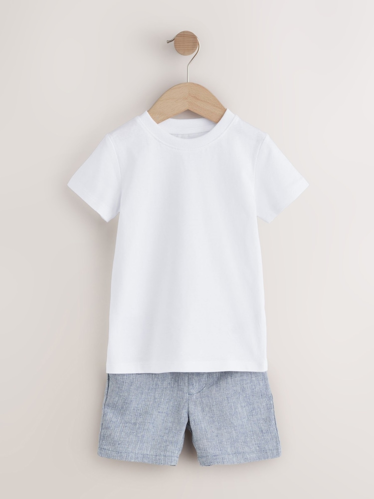 Blauw van linnenmix - Blazer, T-Shirt & Shorts Set (3mths-9yrs) - Image 7 of 10
