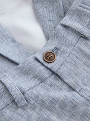 Blue Linen Blend Blazer, T-Shirt & Shorts Set (3mths-9yrs) - Image 9 of 10