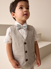 Neutral Bear Print Waistcoat, Shirt & Bow Tie Set (3mths-9yrs) - Image 1 of 9