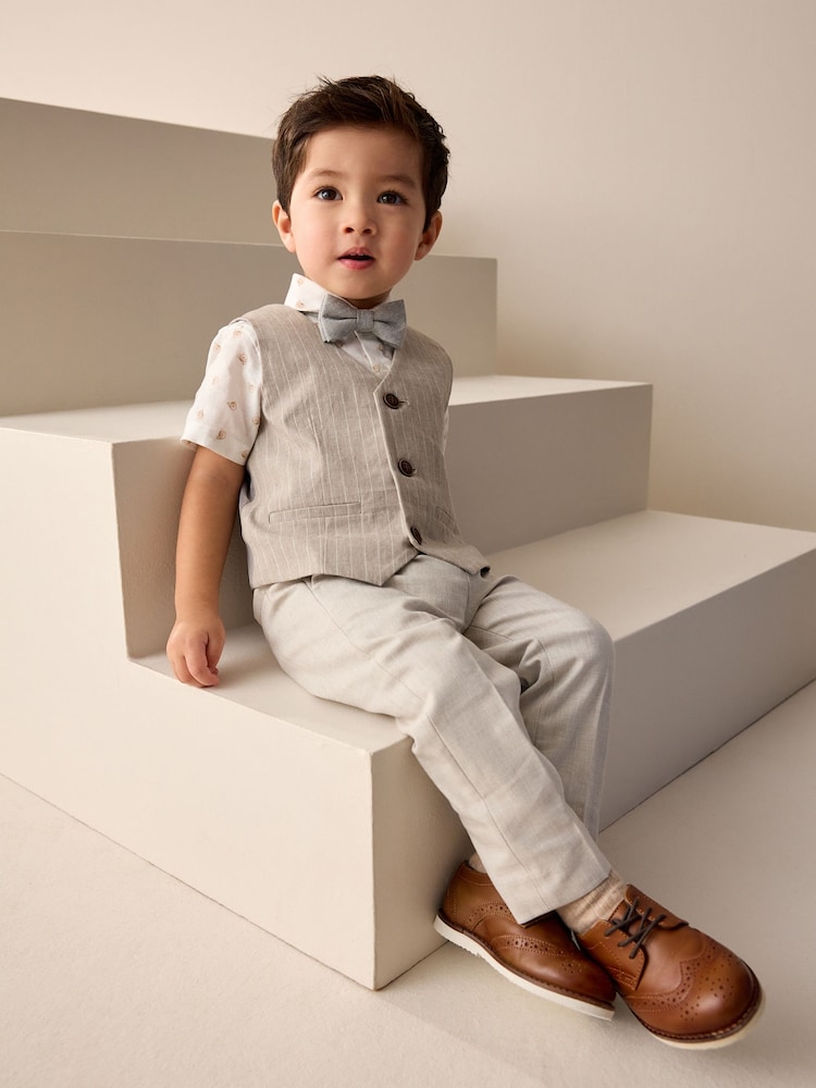 Neutral Bear Print Waistcoat, Shirt & Bow Tie Set (3mths-9yrs) - Image 2 of 9