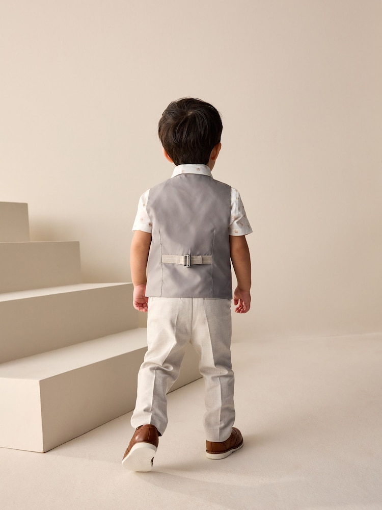 Imprimé ours neutre - Ensemble gilet, chemise et nœud papillon (3 mois-9 ans) - Image 3 of 9
