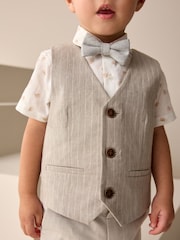 Neutral Bear Print Waistcoat, Shirt & Bow Tie Set (3mths-9yrs) - Image 4 of 9