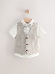 Neutral Bear Print Waistcoat, Shirt & Bow Tie Set (3mths-9yrs) - Image 5 of 9