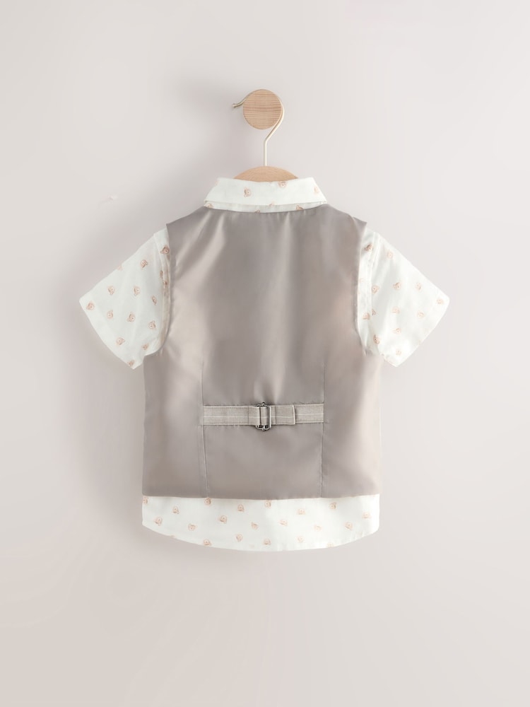Imprimé ours neutre - Ensemble gilet, chemise et nœud papillon (3 mois-9 ans) - Image 6 of 9