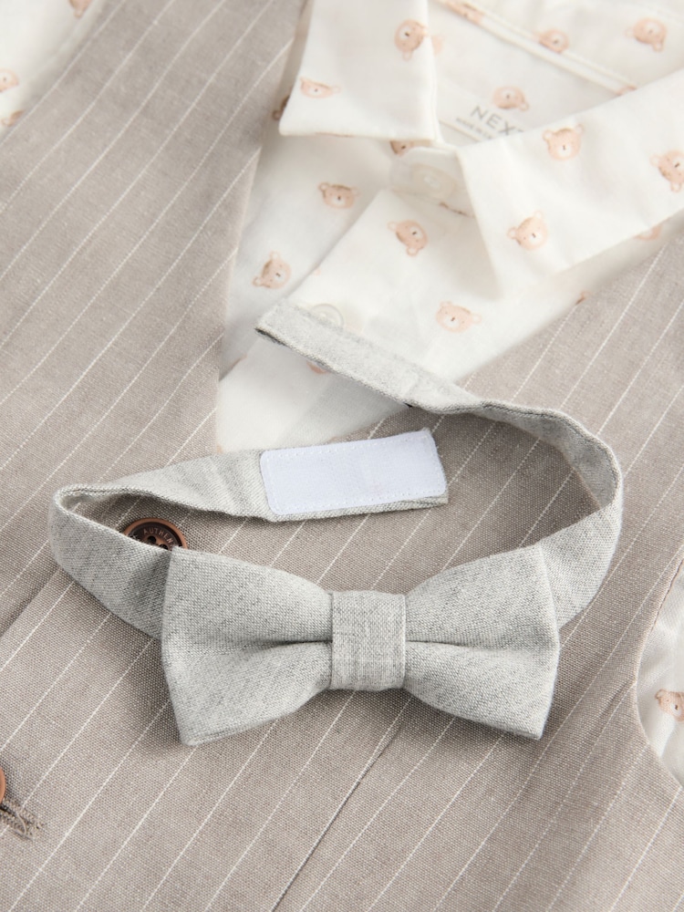 Neutral Bear Print Waistcoat, Shirt & Bow Tie Set (3mths-9yrs) - Image 9 of 9