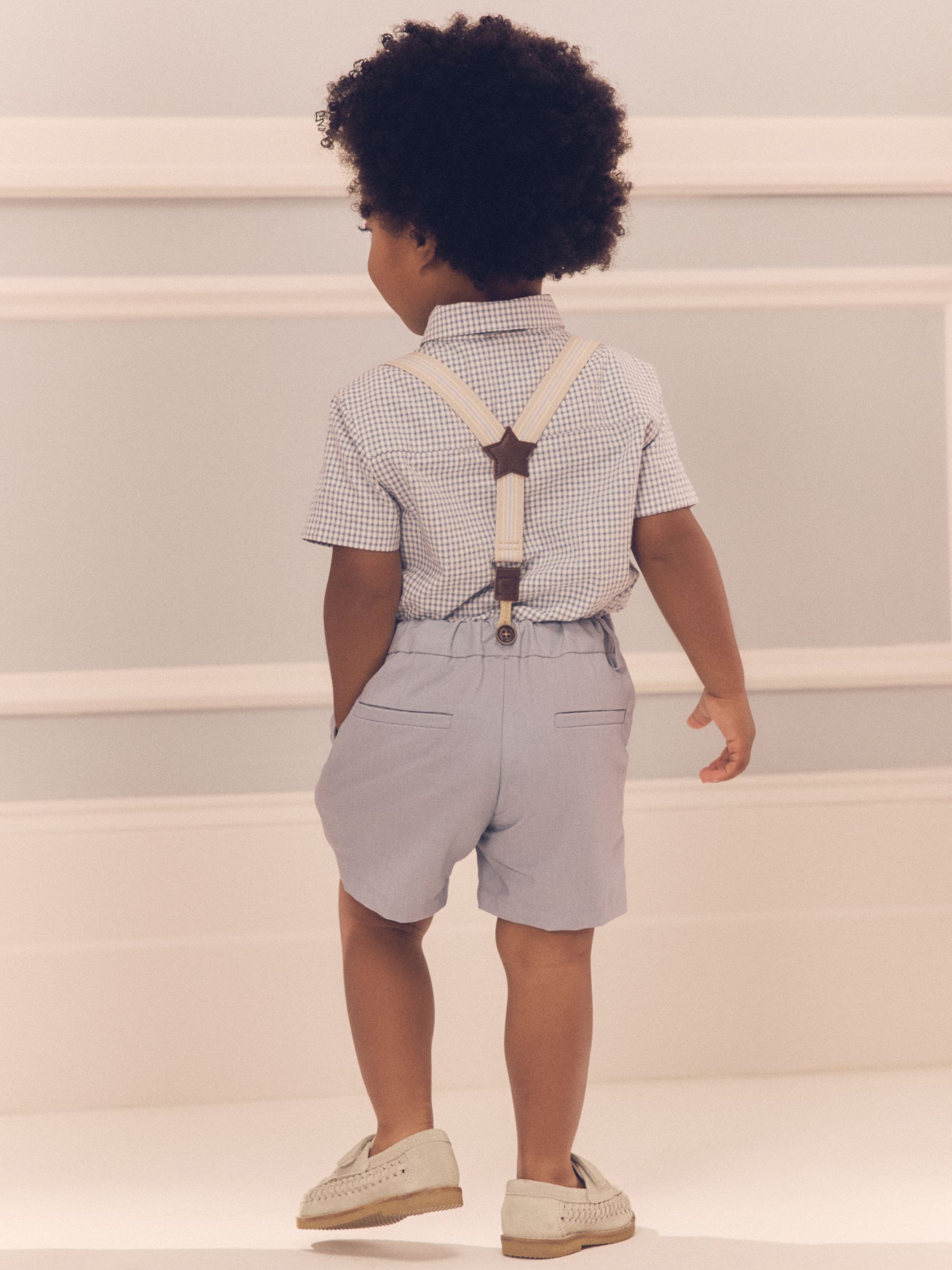 Navy Blue Stars Cotton Bow Tie And Suspenders Set For Baby & Boys (1-8 Years)