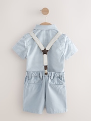 Blue Gingham Shirt, Shorts, Bow Tie & Braces Set (3mths-9yrs) - Image 6 of 9