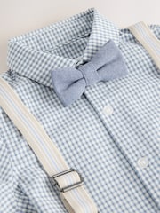 Blue Gingham Shirt, Shorts, Bow Tie & Braces Set (3mths-9yrs) - Image 8 of 9