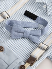 Blue Gingham Shirt, Shorts, Bow Tie & Braces Set (3mths-9yrs) - Image 9 of 9