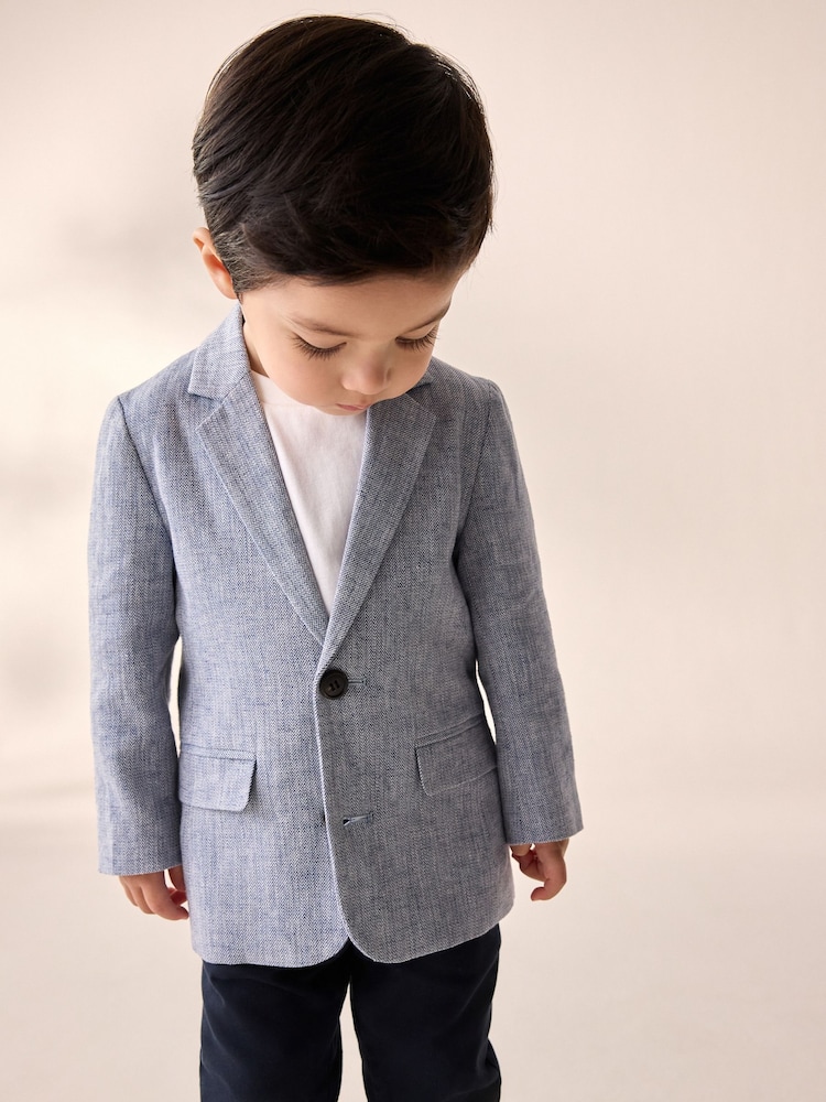 Blue Linen Blend Blazer (3mths-9yrs) - Image 1 of 4