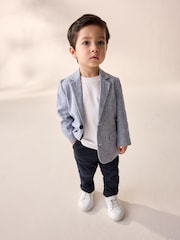 Blue Linen Blend Blazer (3mths-9yrs) - Image 2 of 4