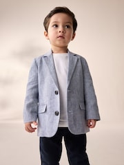 Blue Linen Blend Blazer (3mths-9yrs) - Image 4 of 4