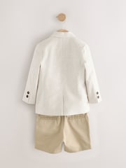 Neutral Ticking Stripe Blazer, T-Shirt & Shorts Set (3mths-9yrs) - Image 2 of 5
