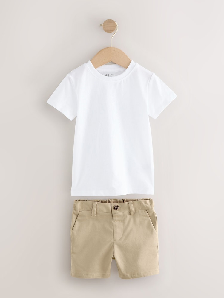 Neutral Ticking Stripe Blazer, T-Shirt & Shorts Set (3mths-9yrs) - Image 3 of 5
