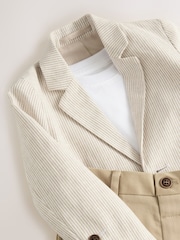 Neutral Ticking Stripe Blazer, T-Shirt & Shorts Set (3mths-9yrs) - Image 4 of 5